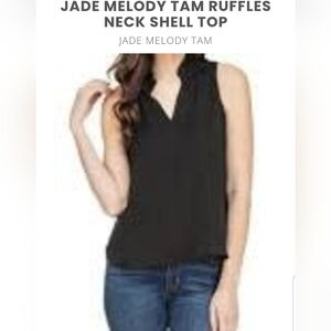 JADE MELODY TAM M black ruffle neck shell sleeveless blouse